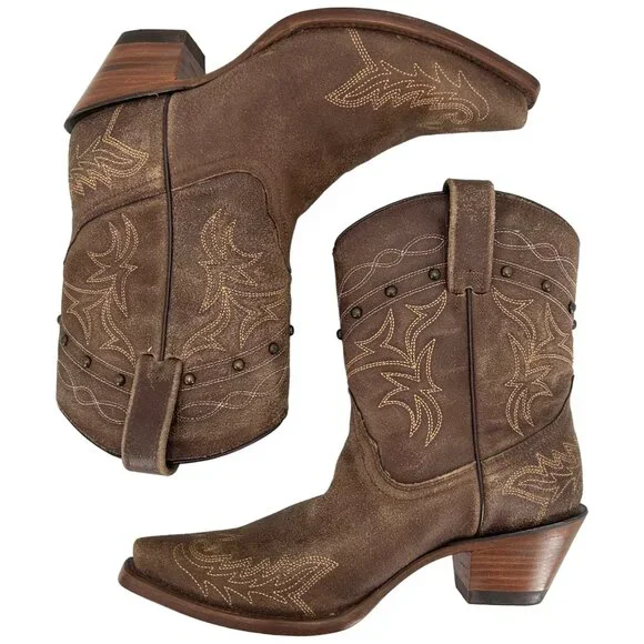 Corral Boots Women's 8M Brown Suede Leather Studded Ropers Cowboy Western Boots - Picture 10 of 16